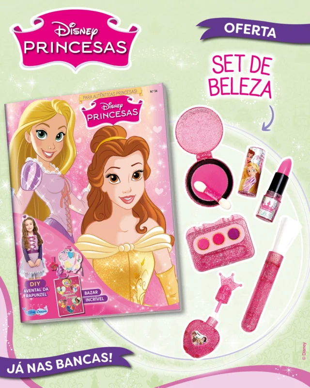 O regresso às aulas vai ser ainda mais divertido com… a nova edição da revista Disney Princesas! 🎀 Vais aprender a fazer um avental da Rapunzel para poderes cozinhar e pintar os teus desenhos da escola sem te sujares! Diverte-te com a gincana no palácio e o tesouro brilhante da Vaiana. Nesta edição tens ainda como oferta um fantástico set de beleza! 😉✨