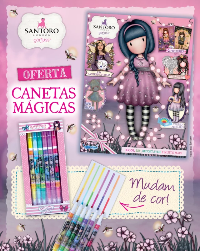 Esta nova edição da revista Gorjuss vem em modo colorido! Aprende a misturar cores, faz manualidades mega giras e diverte-te com os jogos e o conto. Como oferta, recebes umas canetas mágicas que mudam de cor! Perfeitas para este regresso às aulas. 🧜‍♀️❤