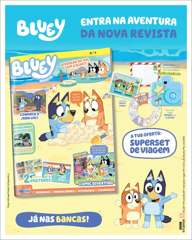A Bluey está de volta com uma aventura para os melhores nadadores! Descobre, ainda, por onde andam as irmãs Heeler com este superset de viagem: vê todas as suas fotos e aprende a escrever postais! #bluey #BlueOceanPortugal