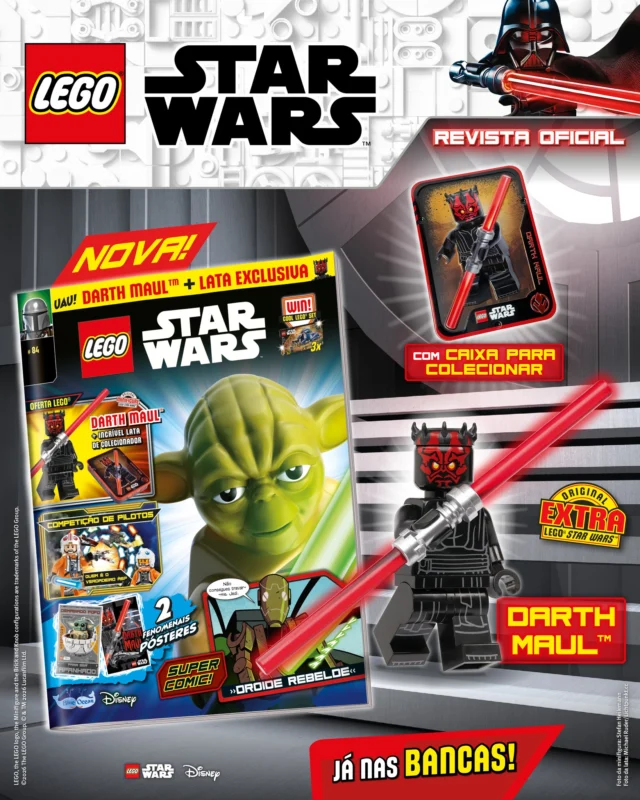 Prepara-te para as novas aventuras galácticas à tua espera na mais recente edição da revista LEGO Star Wars! De oferta, recebes ainda o Darth Maul™ + 1 incrível lata exclusiva! Diverte-te!