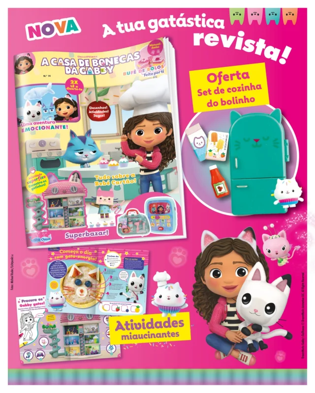 A Gabby e os seus gatinhos estão à tua espera para aventuras gatásticas! Desta vez, o Bolinho vai ser o protagonista das mais variadas atividades culinárias! E, como oferta, recebes ainda um set de cozinha! Diverte-te, gatinho!