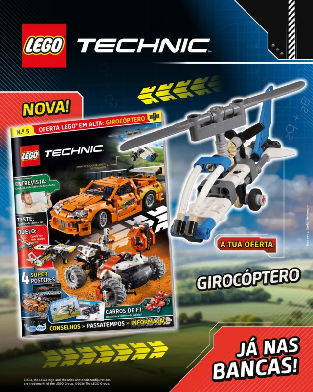 Já chegou a LEGO® Technic™! Neste novo número, fazemos uma viagem pelos carros de corrida mais impressionantes das últimas décadas. 🏎️

Descobre que tipo de técnico és ao responderes a um teste. 📝 E ainda levas de oferta um girocóptero! 🙌 Fica também a saber como foi criado o teu brinquedo LEGO®. 🤔