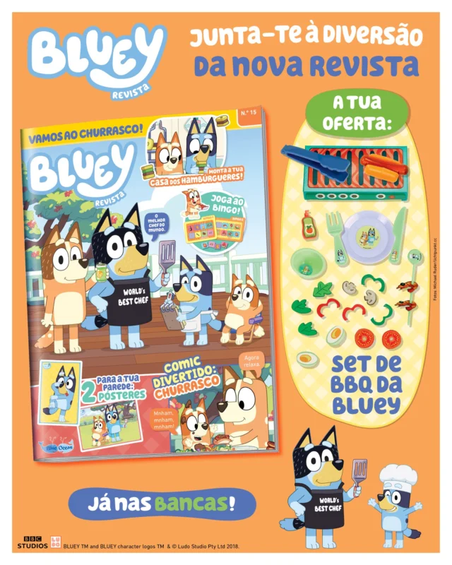 A Bluey e o resto da família Heeler estão a preparar-se para um churrasco divertido! Mas, calma, falta alguma coisa para ser o dia perfeito... Pois é, faltas tu! Junta-te à Bluey e à Bingo no grelhador com esta oferta set BBQ saboroso!