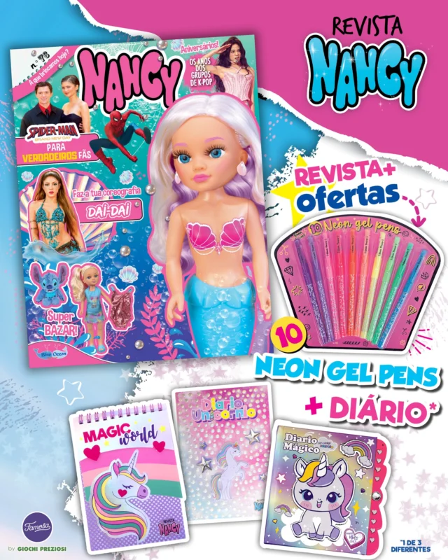 Já tens a nova revista da Nancy? 🌸 Descobre aquilo que esta edição traz! Escreve as tuas melhores memórias de verão ☀️ num destes 3 diários 📖 com as tuas canetas de gel néon que podes receber como oferta!

#Nancy #RevistaNancy #ShakiraDaiDai #Murdoku #KPop