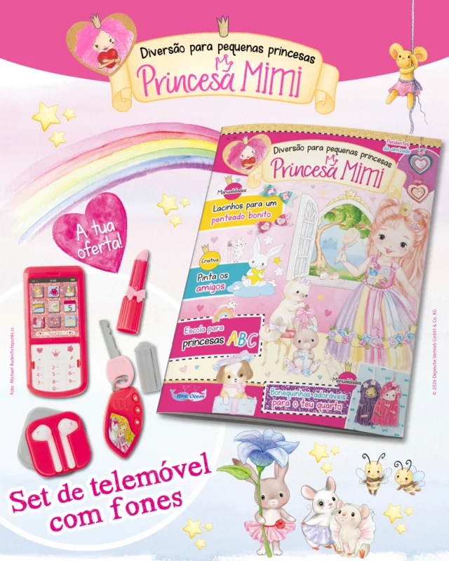 Celebra a grande Festa das Flores 🌸 nos jardins do castelo 🏰 com a Princesa Mimi👑. Esperam-te muitos desenhos para colorir e passatempos divertidos. Como oferta da nova edição da revista, recebes um telemóvel 📱 com fones, chaves e um batom💄.

#blueoceanentertainment #blueoceanportugal #revista #magazine #princesamimi #princesa