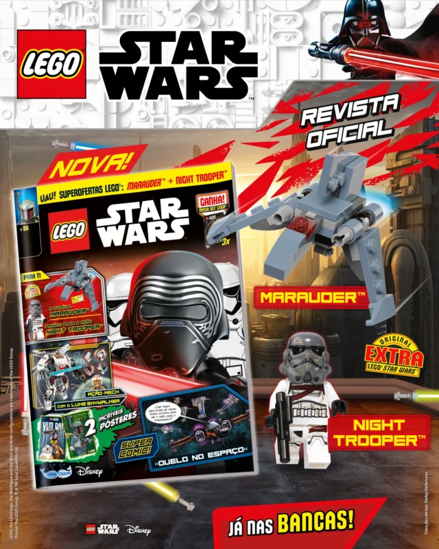 Prepara-te para as novas aventuras galácticas à tua espera na mais recente edição da revista LEGO Star Wars! De oferta, recebes ainda um Night Trooper + Marauder ! Diverte-te! 🌌🪐☄️