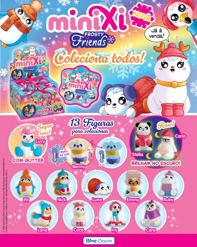 Se ainda não conheces os MiniXi Frosty Friends, aqui tens as 13 figuras incríveis 😍 que podes colecionar! Uau, até mudam de cor 🤭. De que estás à espera? Corre já para as bancas!

#MiniXiFrostyFriends #Colecionavel #BlueOceanPortugal