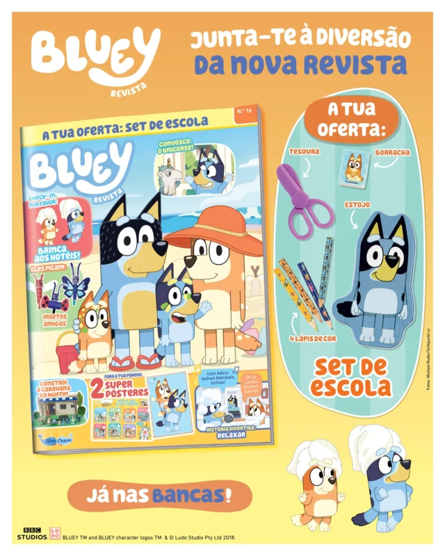 As irmãs Heeler chegaram para tornar o teu novo ano letivo extra divertido! Lê tudo sobre a nova aventura da Bluey e da Bingo e não te esqueças de meter na mochila o set de escola da Bluey que recebes de oferta!