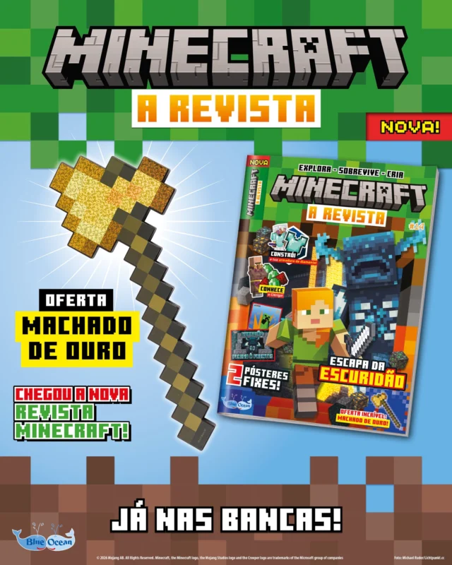 Enche-te de coragem 💪 e desce até às profundezas na nova edição de Minecraft A Revista. É uma viagem perigosa, mas absolutamente inesquecível 🤩! Para te ajudar nesta aventura, recebes um MACHADO DE OURO como oferta.

#Minecraft #MinecraftARevista #BlueOceanPortugal
